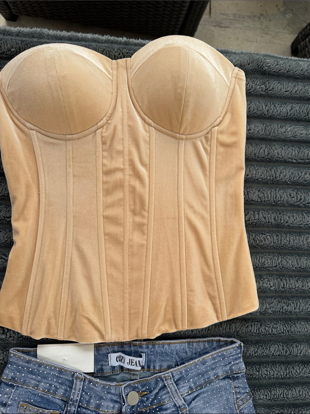 Strapless Nude Beige Corset Bustier Top